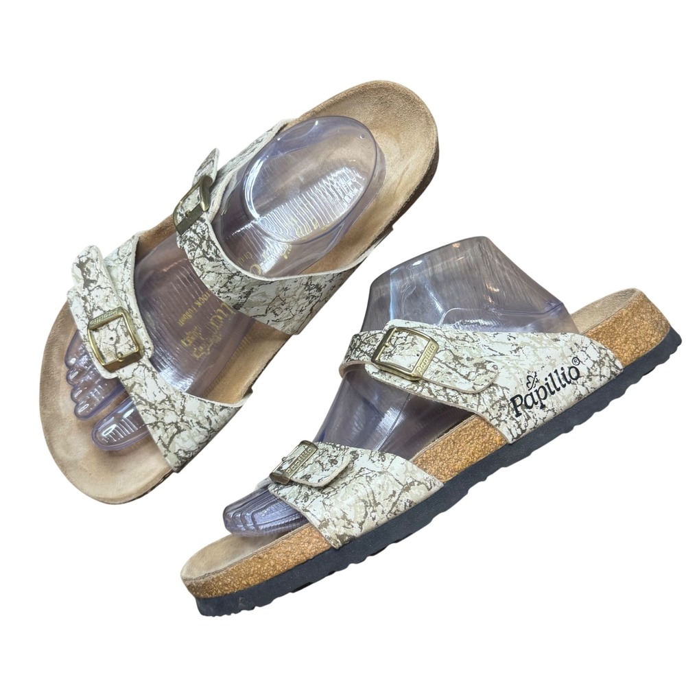 Papillio Women's Sydney Double Strap Sandals Cream Gold Marble Size 42 L11